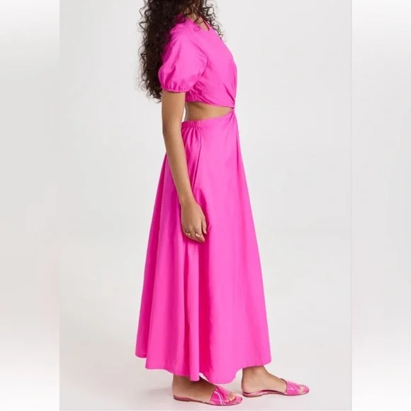 NEW Staud Calypso Cutout maxi Dress Bougainvillea Pink sz L - Picture 4 of 10